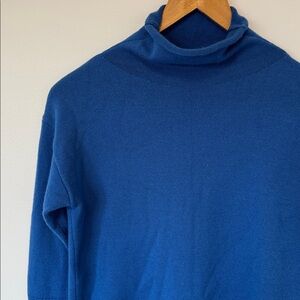 Wilfre Cyprie 100% Merino Wool Mock Neck Sweater Royal Blue SzS